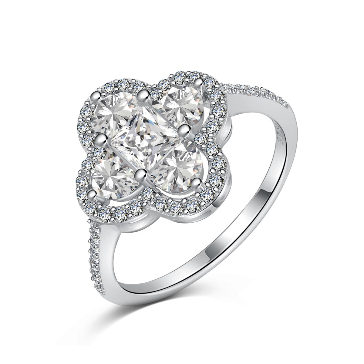 Pomuse Luxurious Eternity Flower Shape Banquet Ring