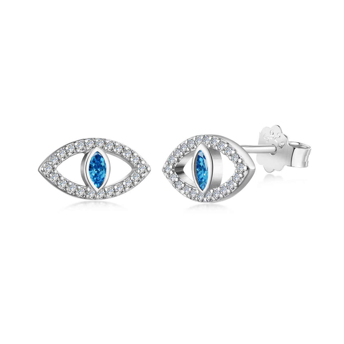 Pomuse Blue Devil Eyes Hollow Stud Earrings