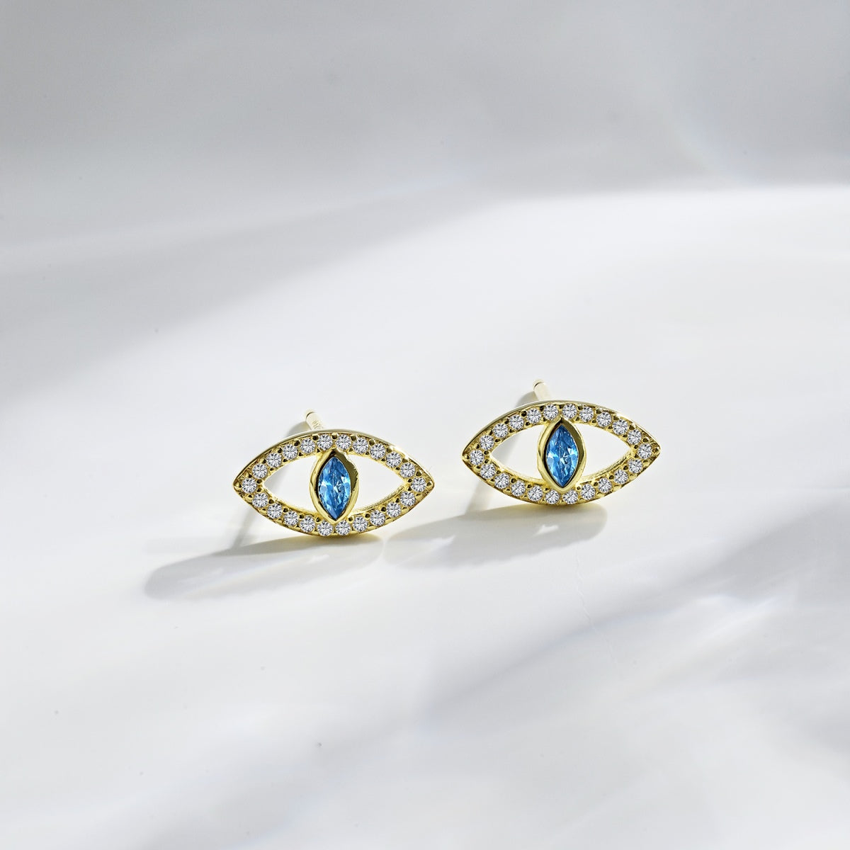 Pomuse Blue Devil Eyes Hollow Stud Earrings