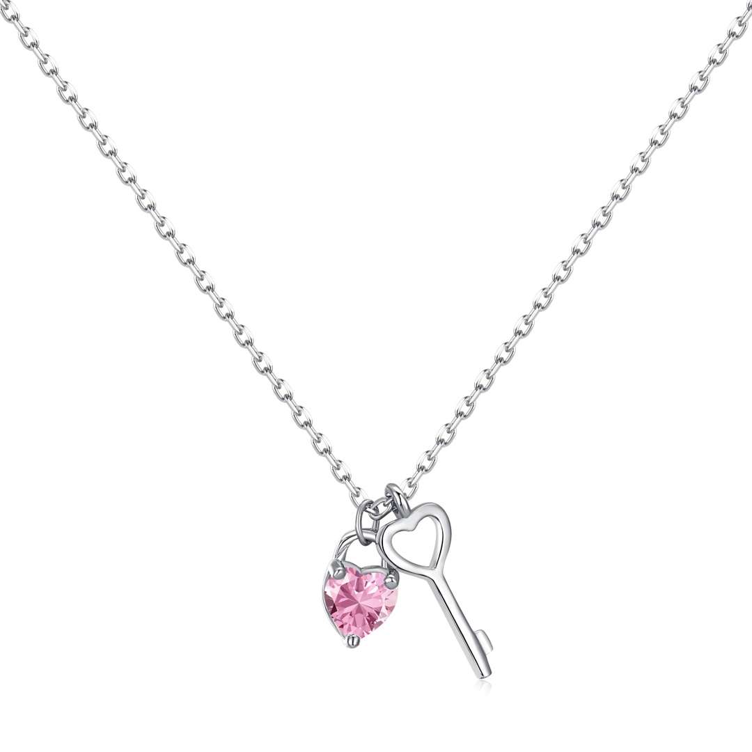 Pomuse Unique Heart Shape Key Pendent Necklace