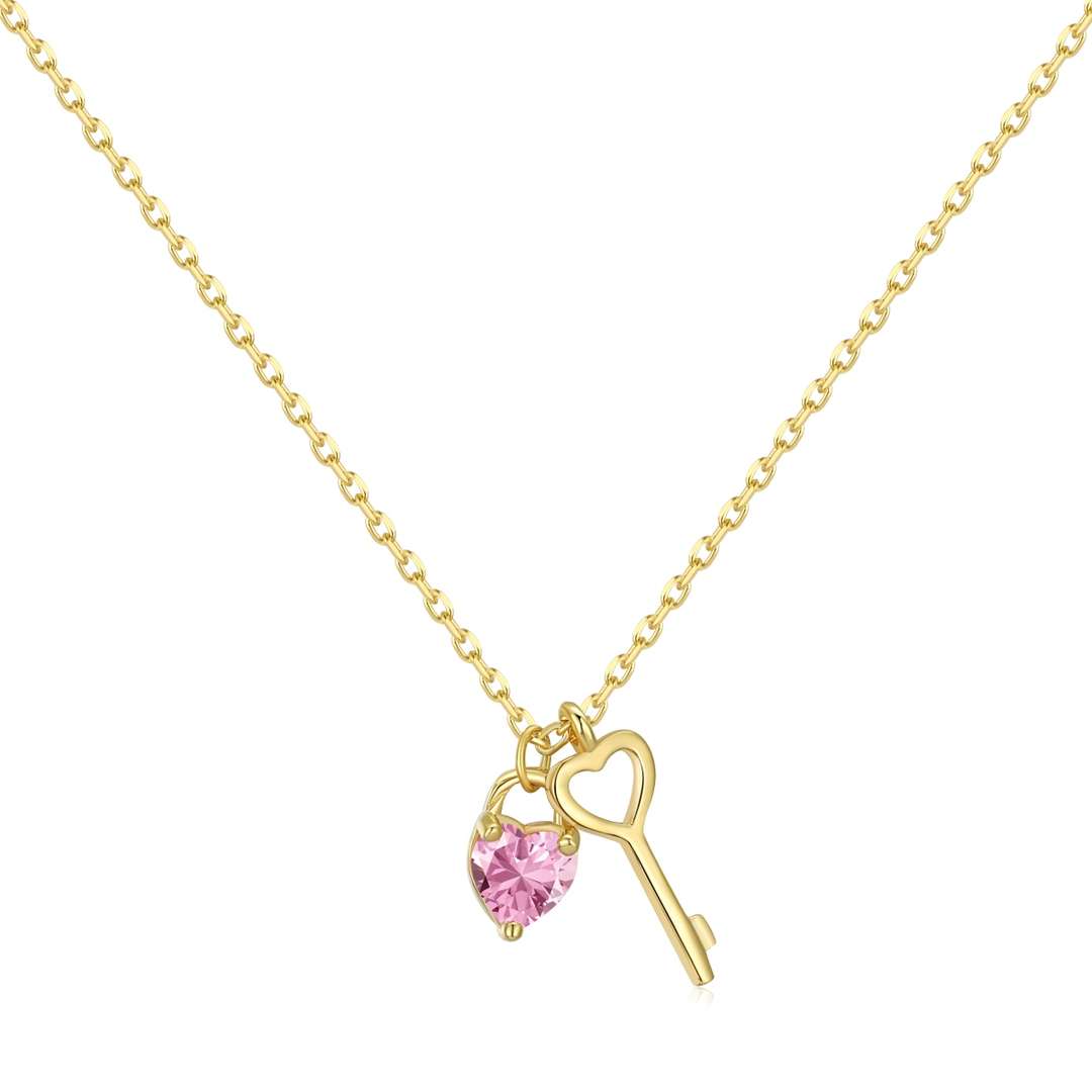 Pomuse Unique Heart Shape Key Pendent Necklace