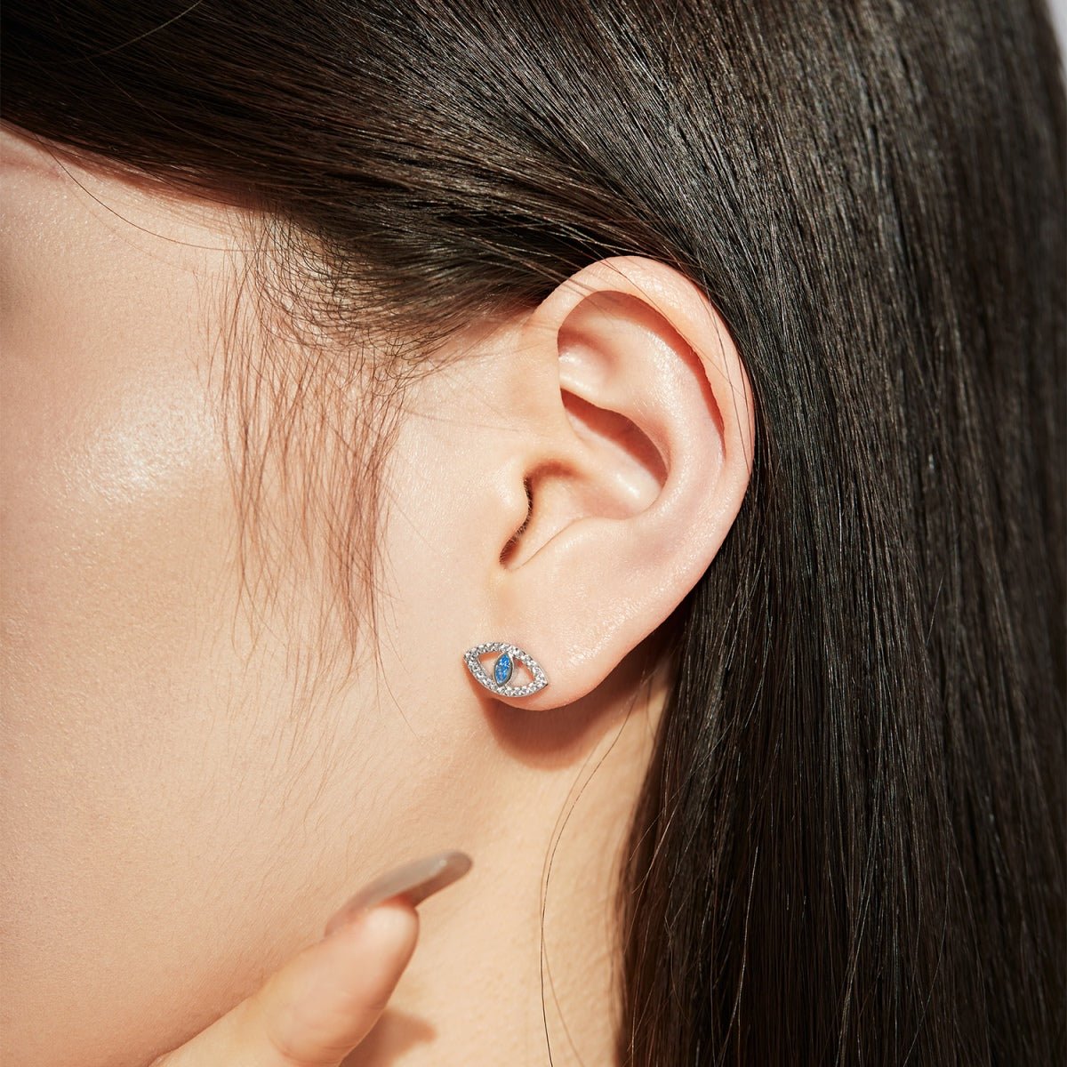 Pomuse Blue Devil Eyes Hollow Stud Earrings