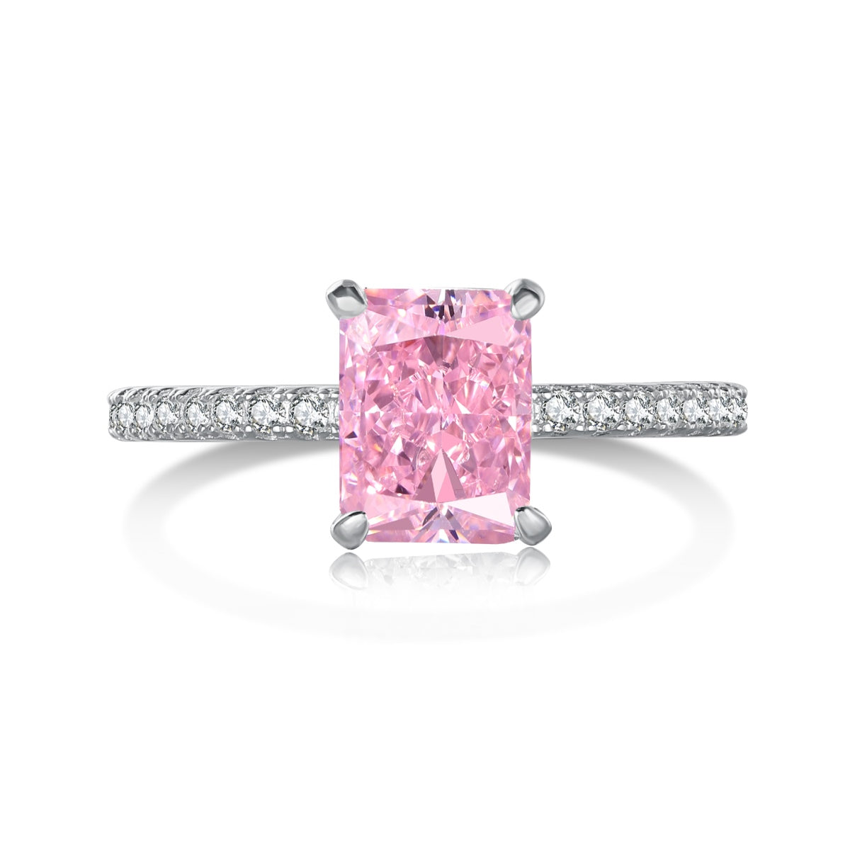 Pomuse 2.0 Carat Dazzling Sparkling Radiant Cut Party Ring
