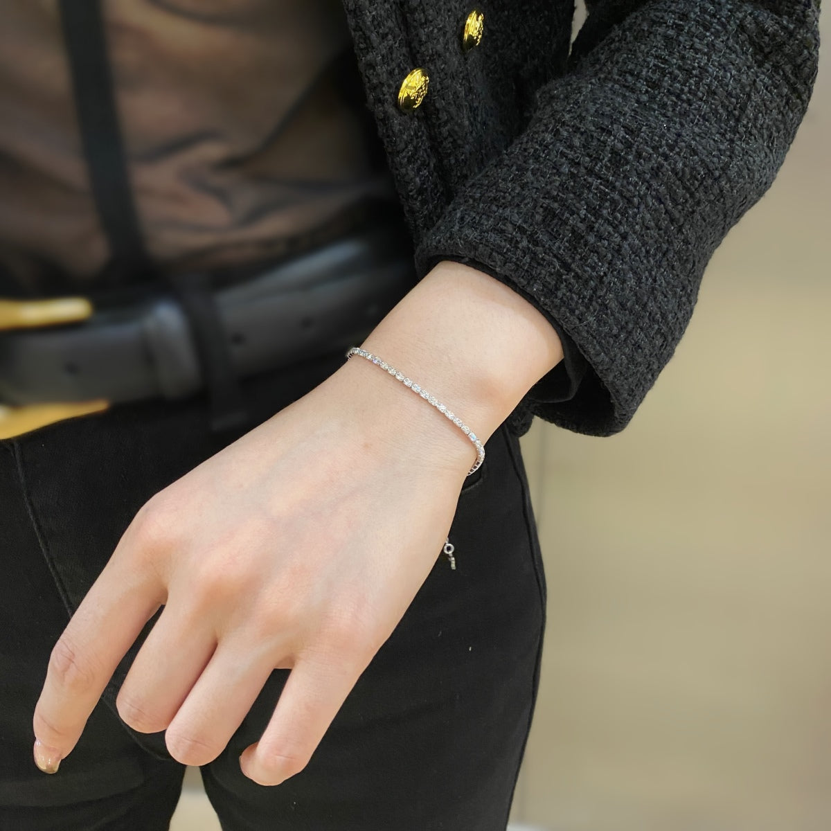 Pomuse Elegantes Smaragdschliff-Tagesarmband