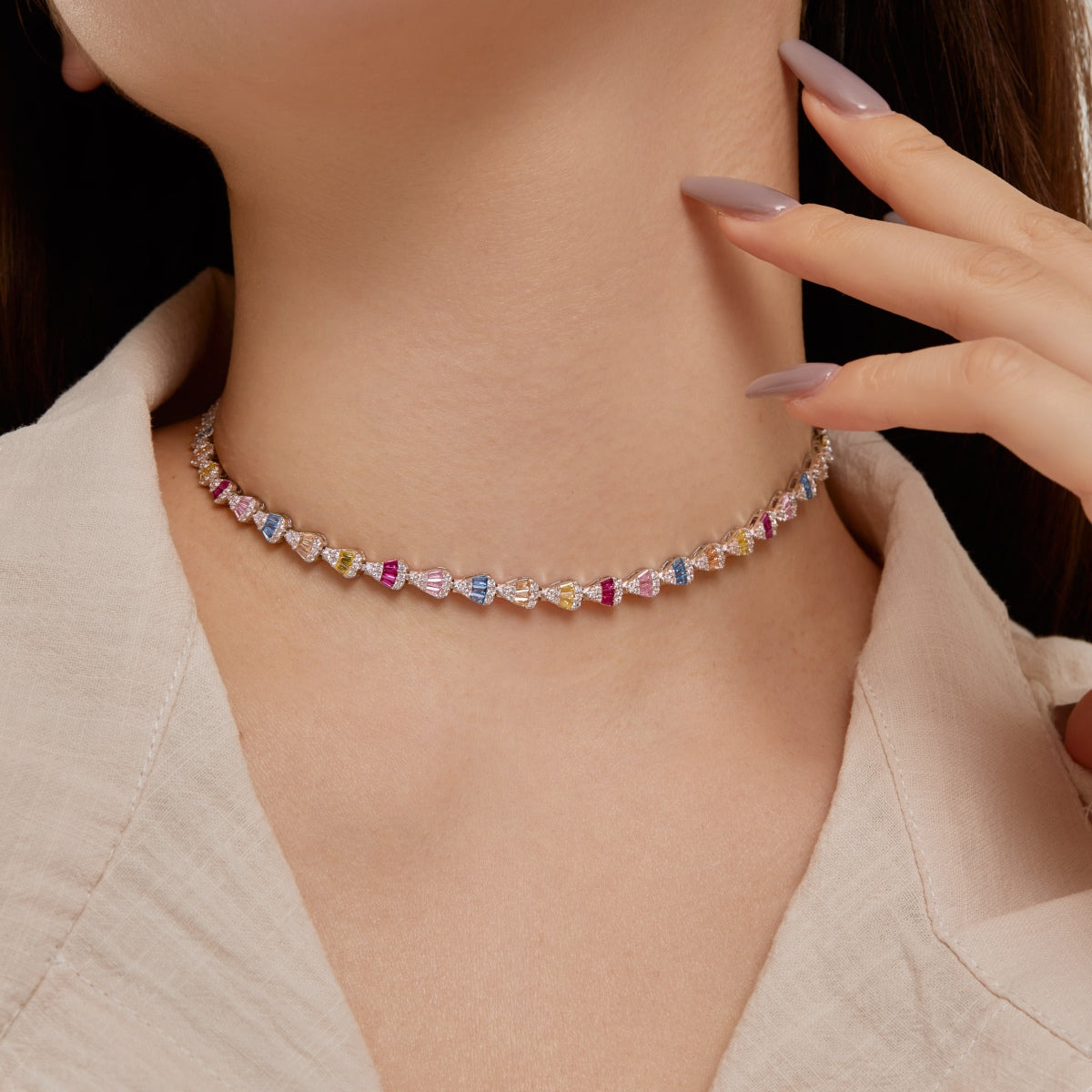 Pomuse Radiant Colorful Rainbow Necklace