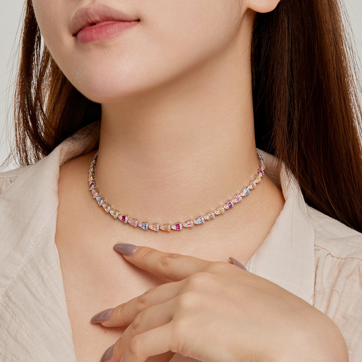 Pomuse Radiant Colorful Rainbow Necklace