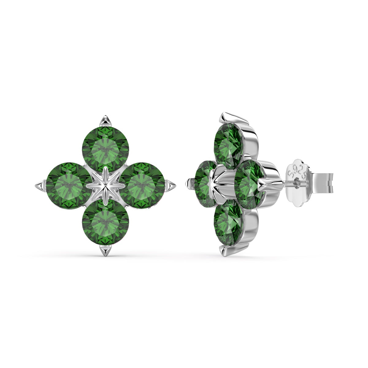 Pomuse Four-Leaf Clover Eight-Pointed Star Earrings