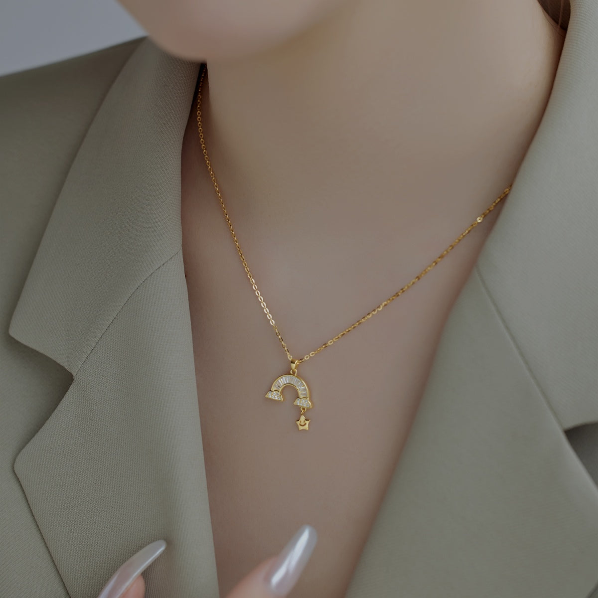 Pomuse Unique Rainbow Star Necklace