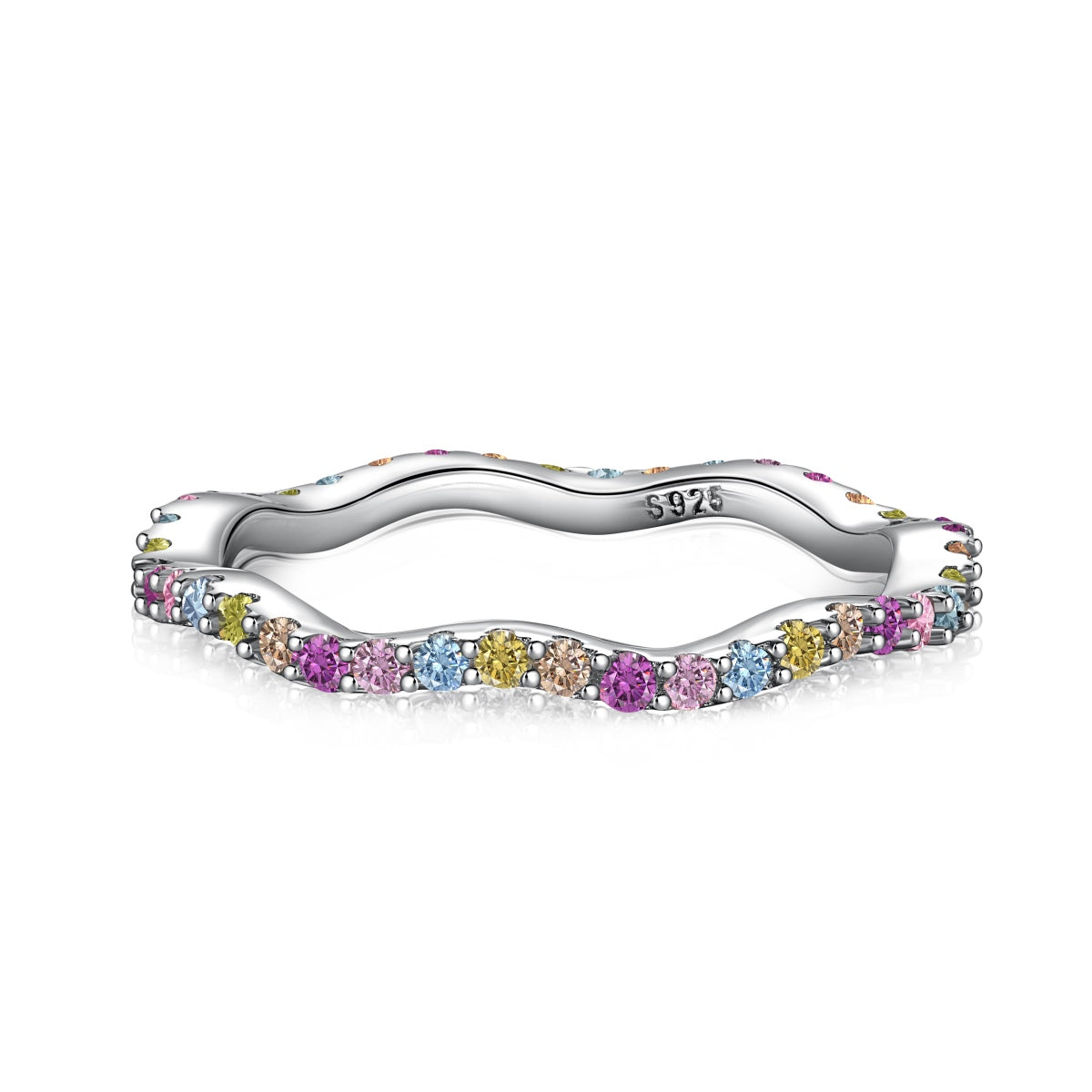 Pomuse Dainty Colorful Round Cut Party Ring