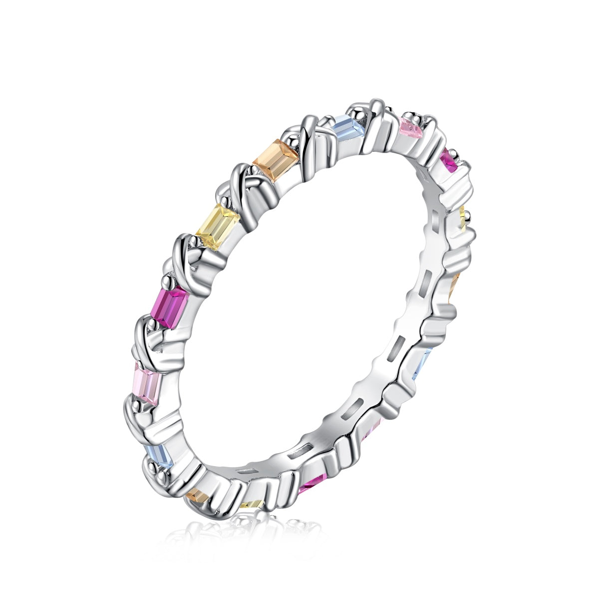 Pomuse Charming Colorful Round Cut Daily Ring