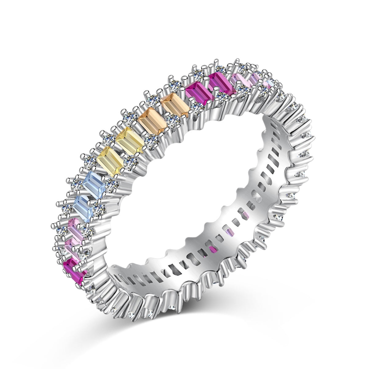 Pomuse Splashy Ornate Emerald Cut Cocktail Ring