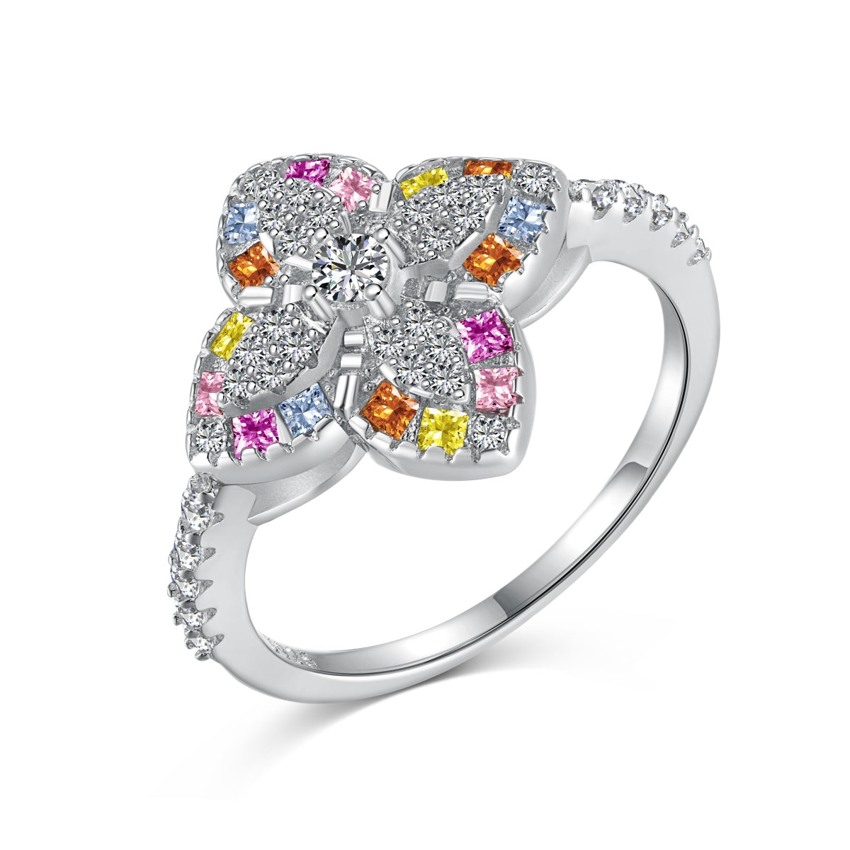 Pomuse Luxurious Colorful Flower Shape Banquet Ring