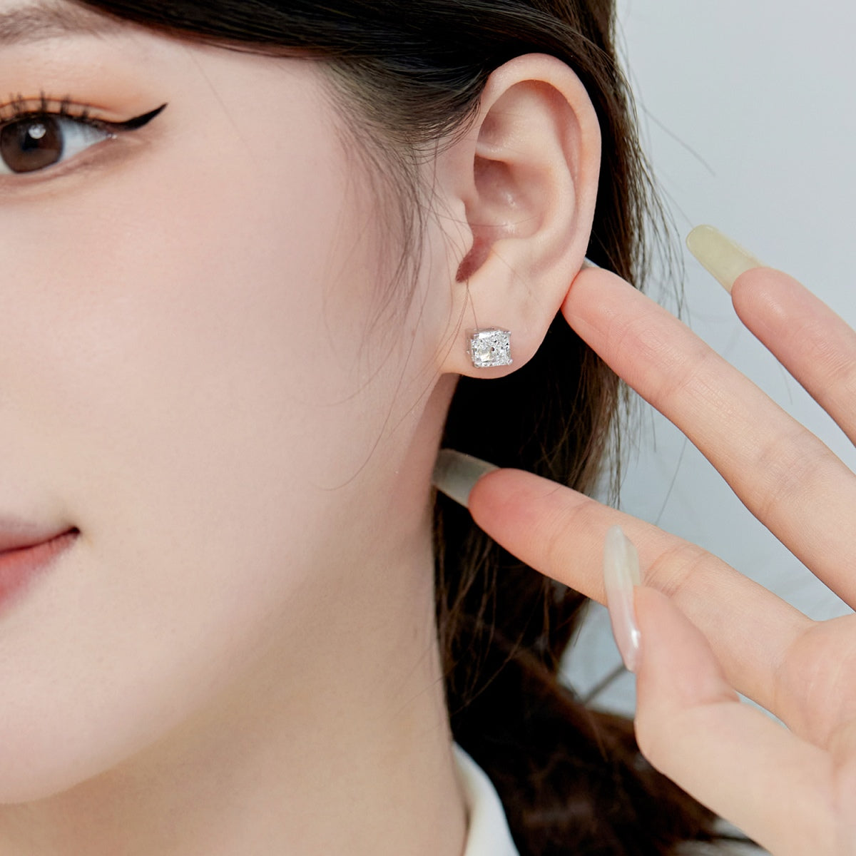 Pomuse 1.0 Carat Radiant Princess Cut Wedding Earrings