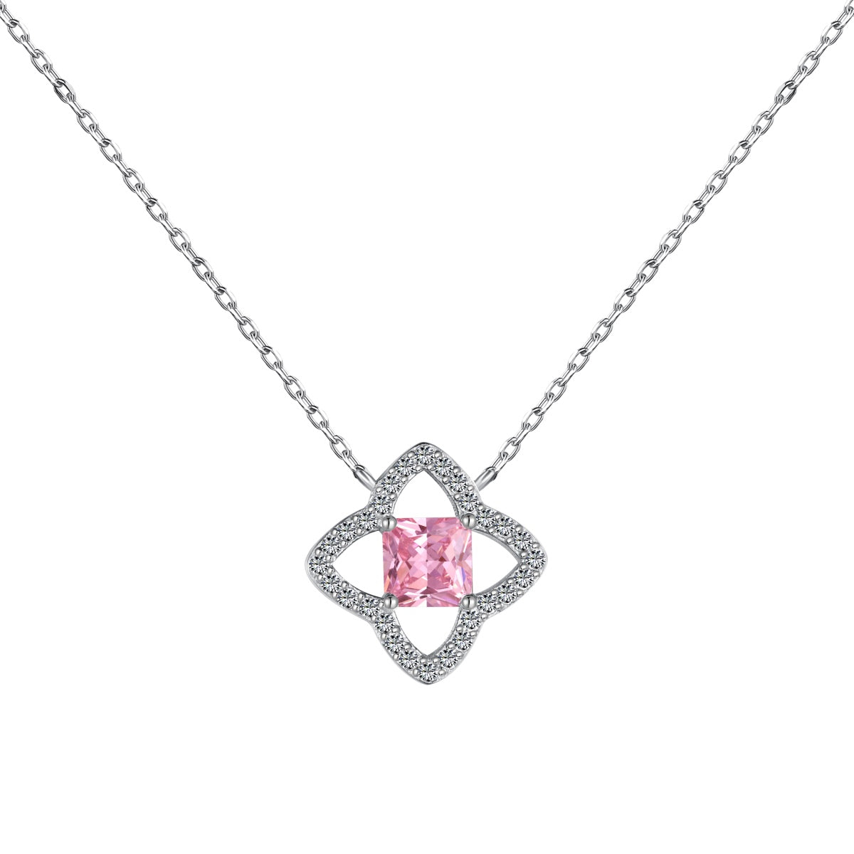 Pomuse – Exquisite Halskette im Prinzessschliff in Blumenform