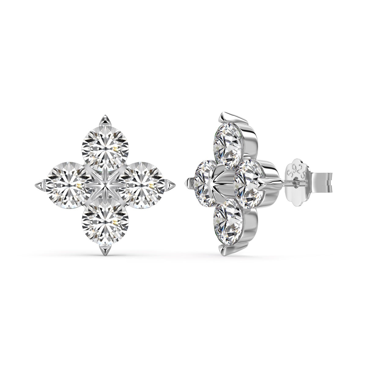 Pomuse Four-Leaf Clover Eight-Pointed Star Earrings
