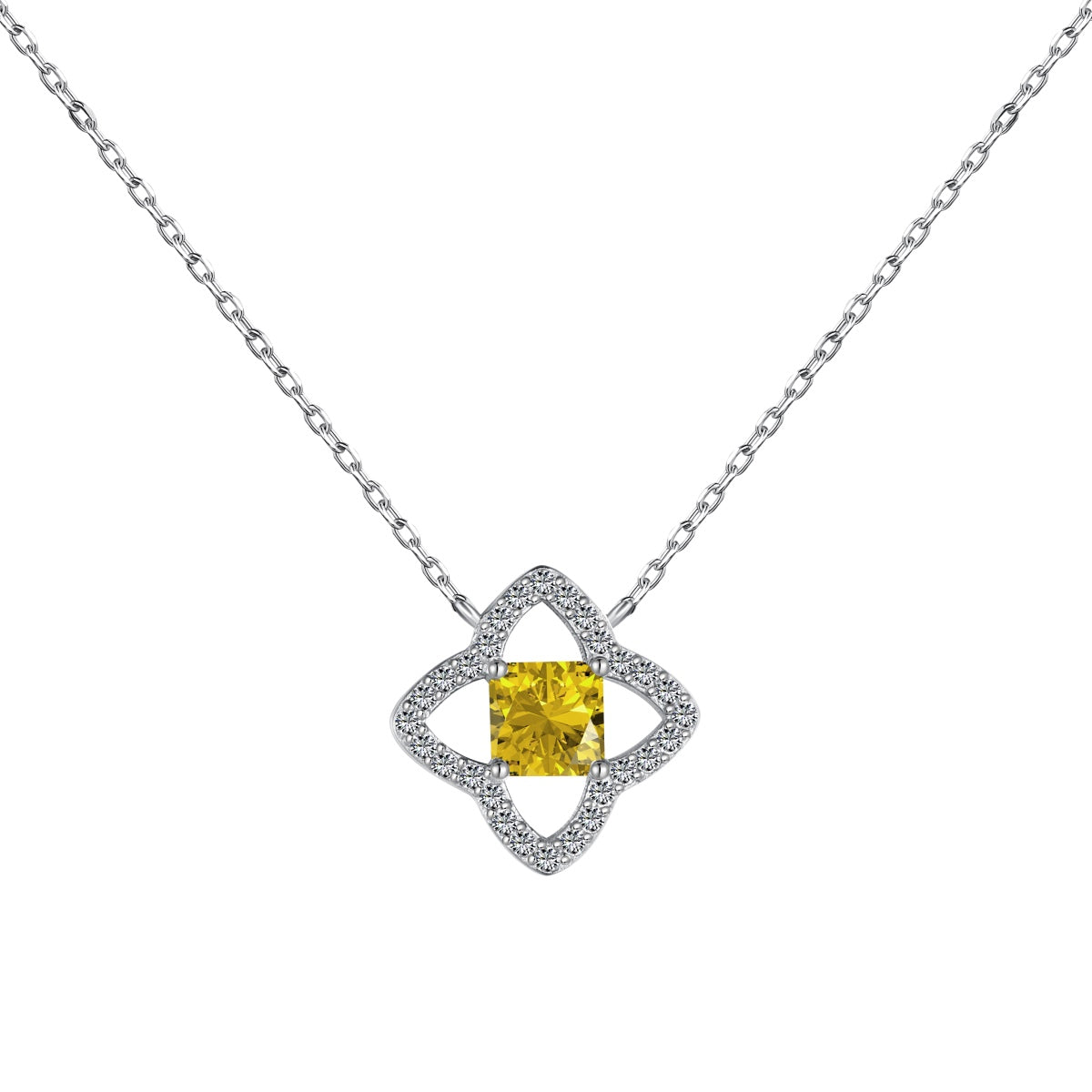 Pomuse – Exquisite Halskette im Prinzessschliff in Blumenform