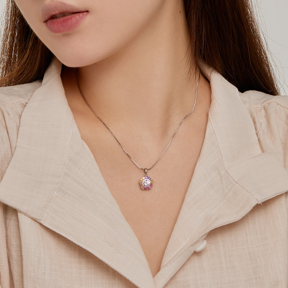 Pomuse Charming Flower Colorful Necklace