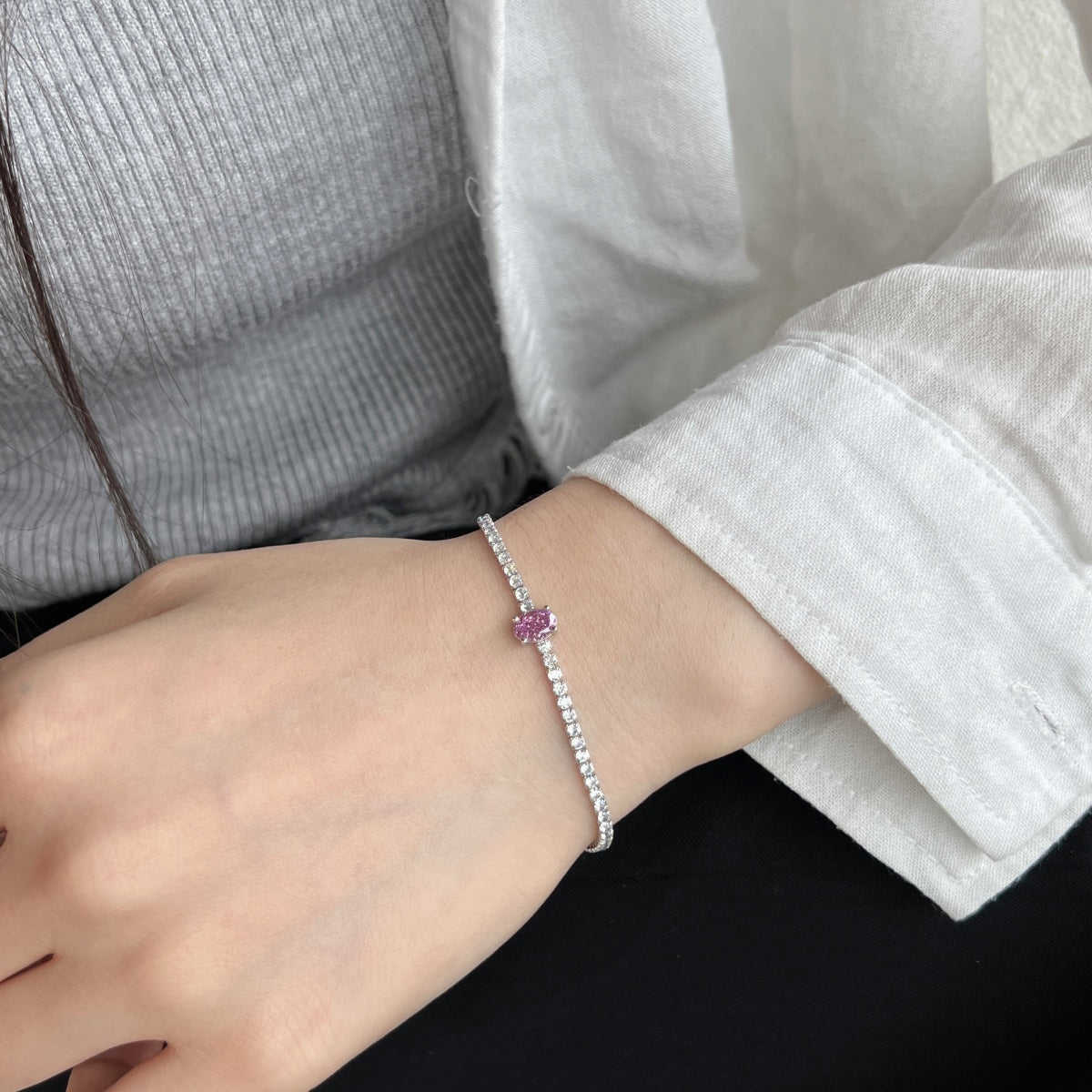 Pomuse 0.75 Carat Exquisite Oval Cut Daily Bracelet