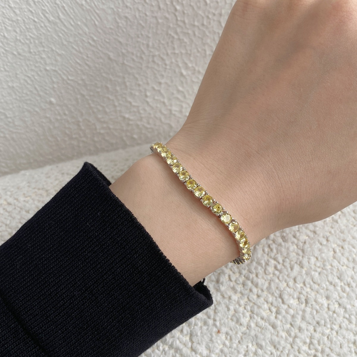 Pomuse Ornate Dazzling Round Cut Tennis Bracelet