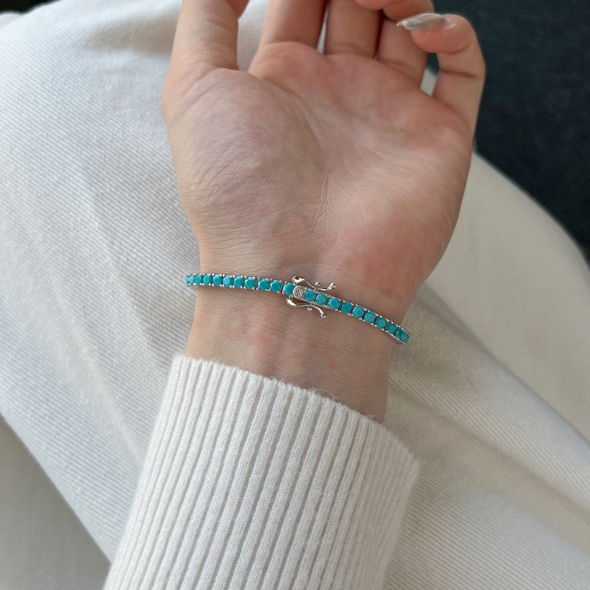 Pomuse Dainty Charming Round Cut Tennis Bracelet