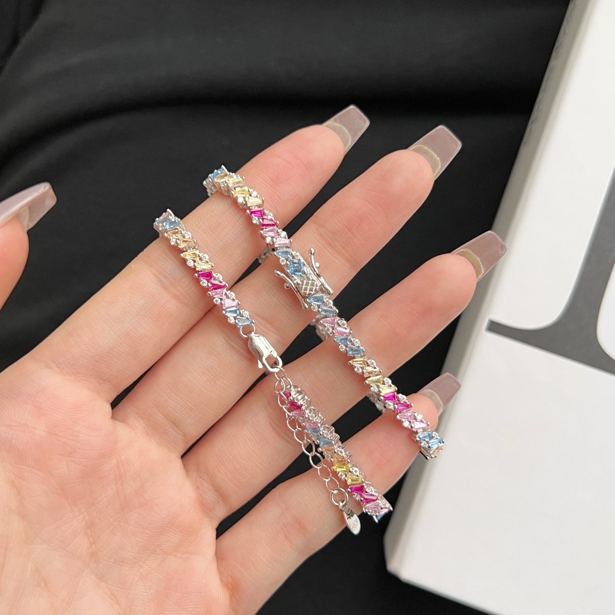 Pomuse Ornate Sparkling Multi Cut Party Bracelet