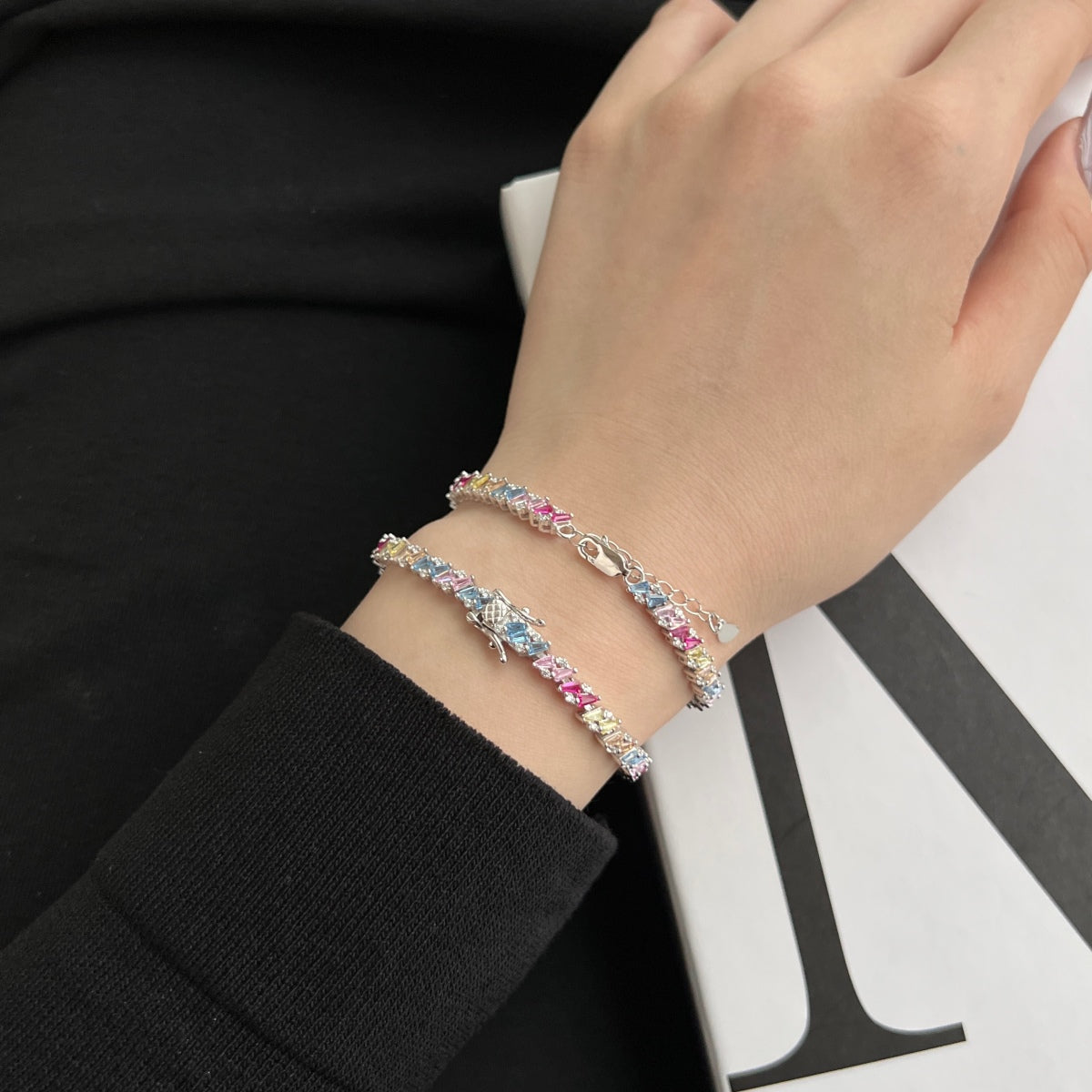 Pomuse Ornate Sparkling Multi Cut Party Bracelet