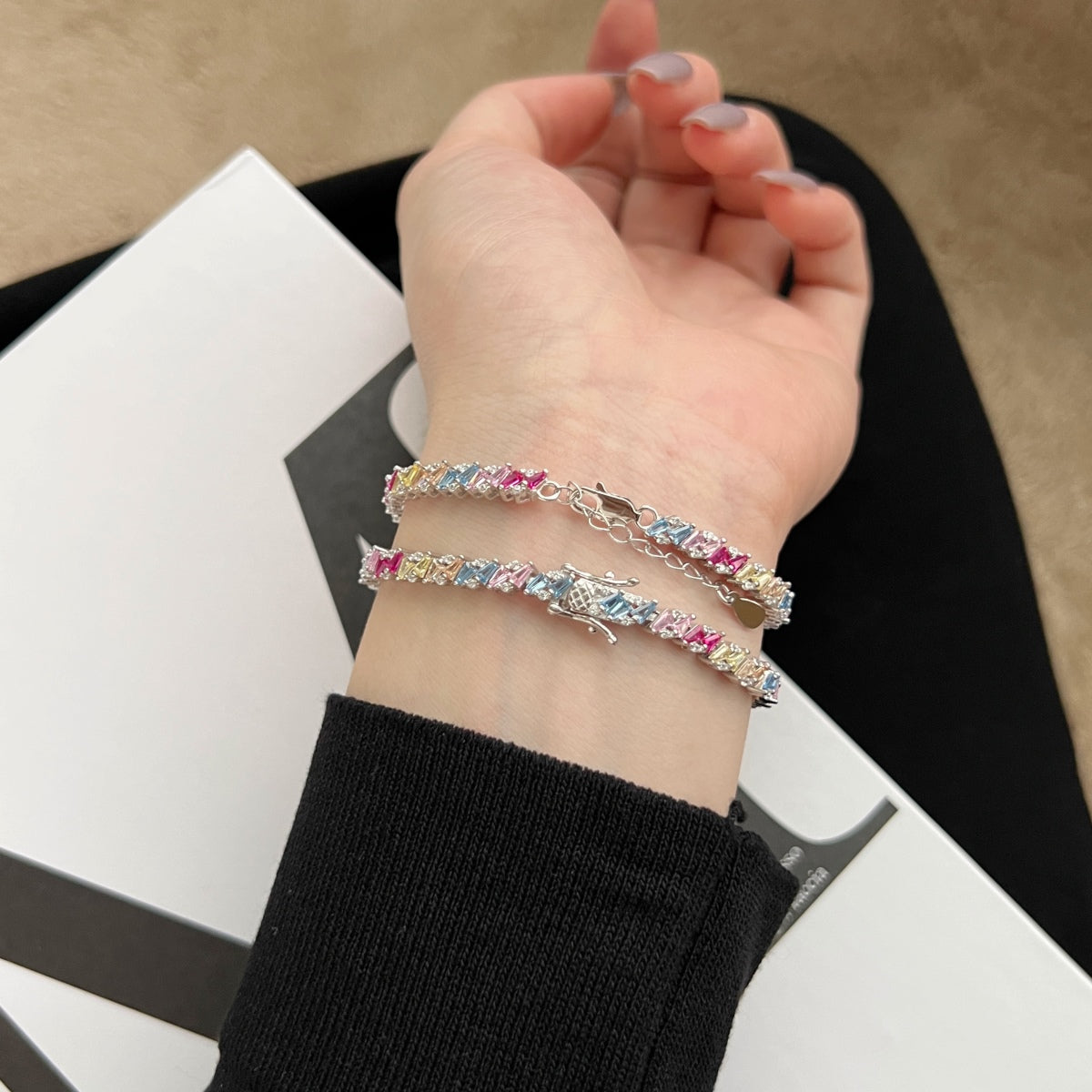 Pomuse Ornate Sparkling Multi Cut Party Bracelet