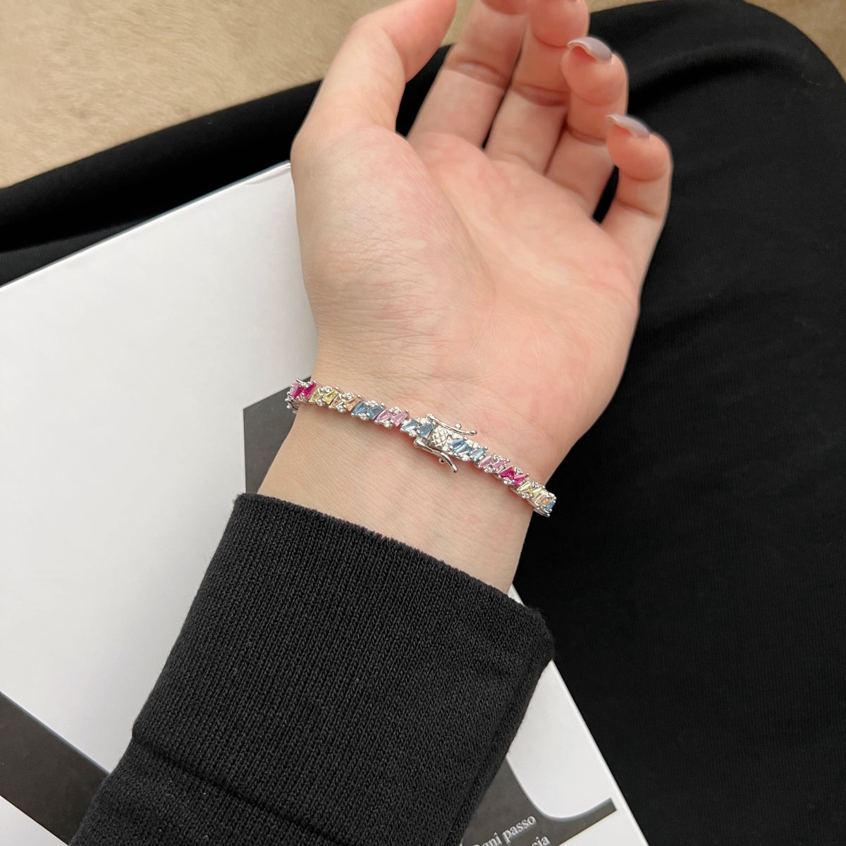 Pomuse Ornate Sparkling Multi Cut Party Bracelet