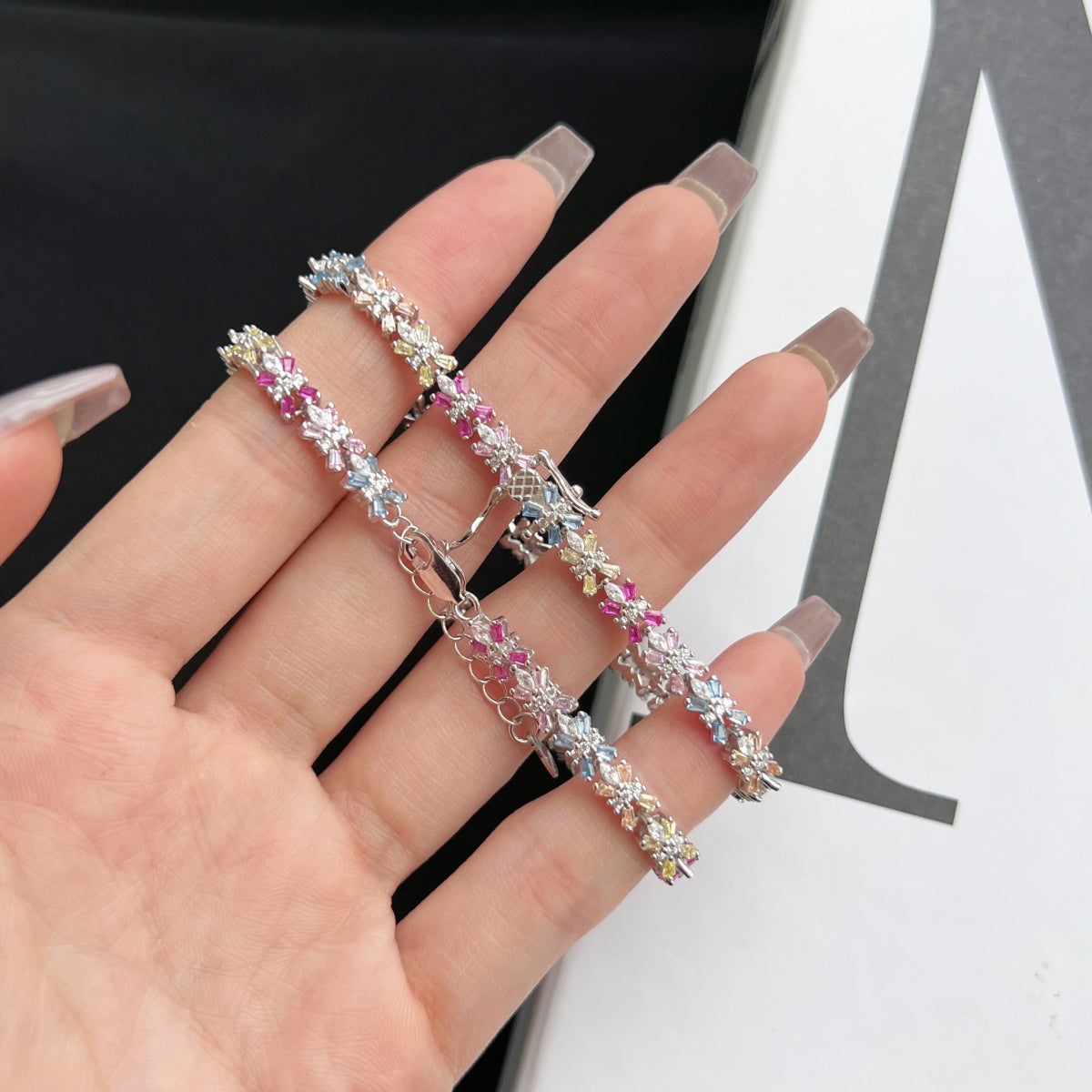 Pomuse Radiant Colorful Emerald Cut Party Bracelet