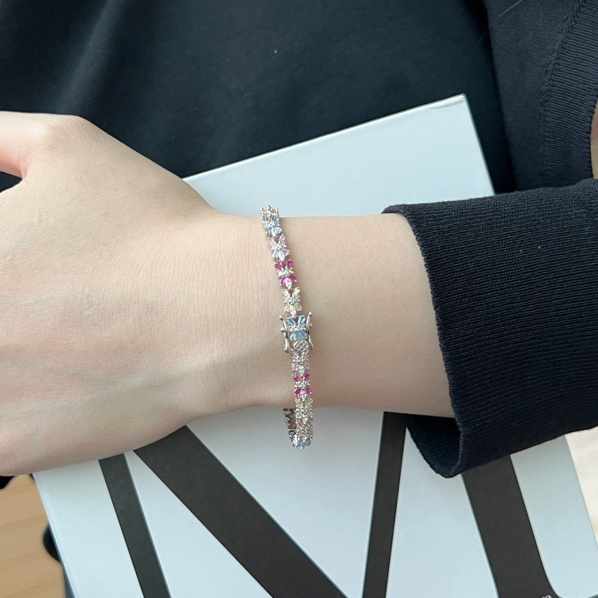 Pomuse Radiant Colorful Emerald Cut Party Bracelet