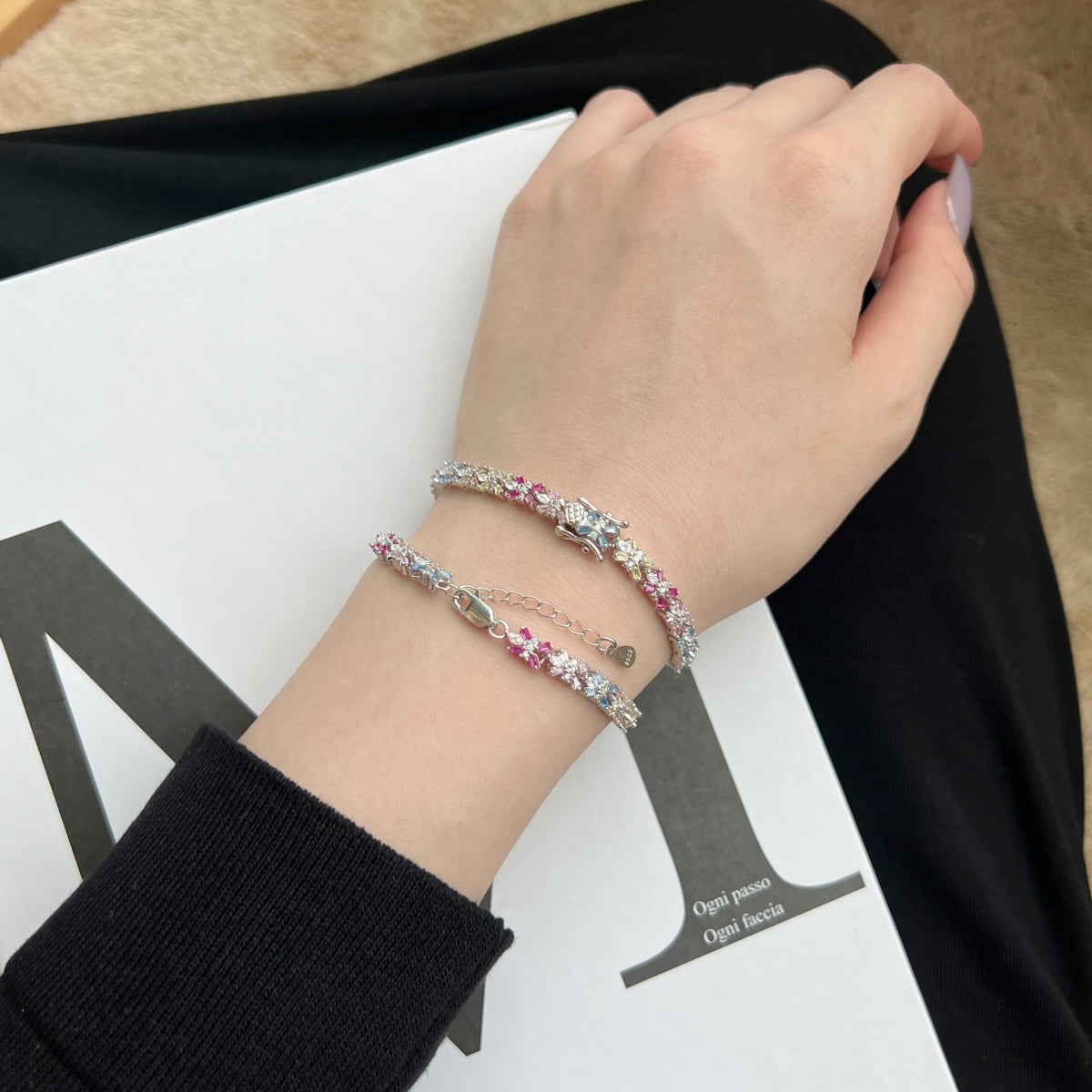 Pomuse Radiant Colorful Emerald Cut Party Bracelet