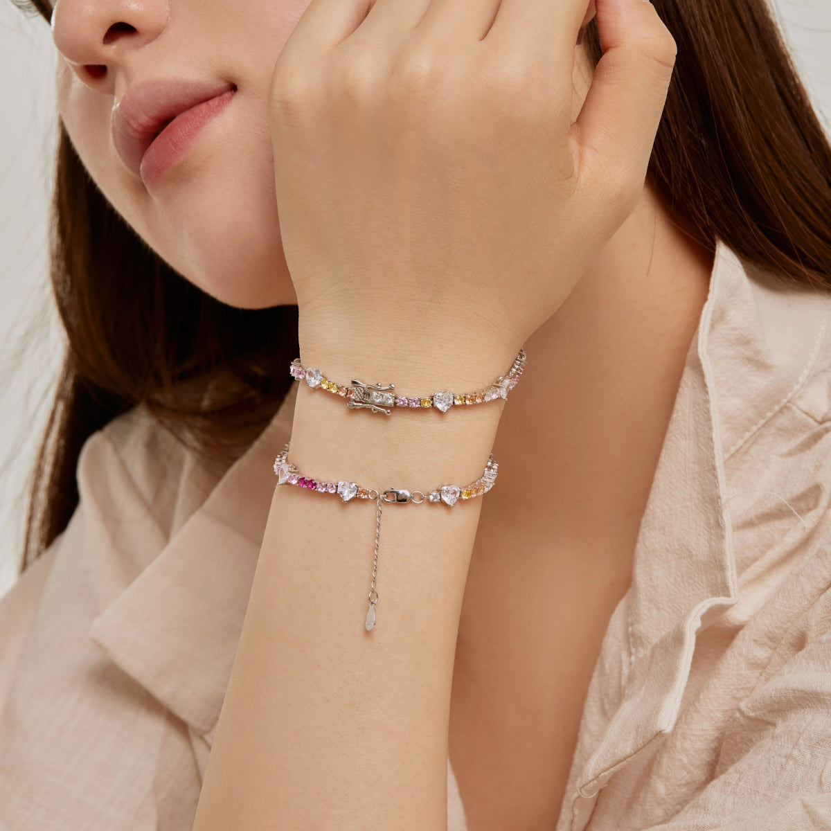Pomuse Romantic Heart Shape Round Cut Lover Bracelet
