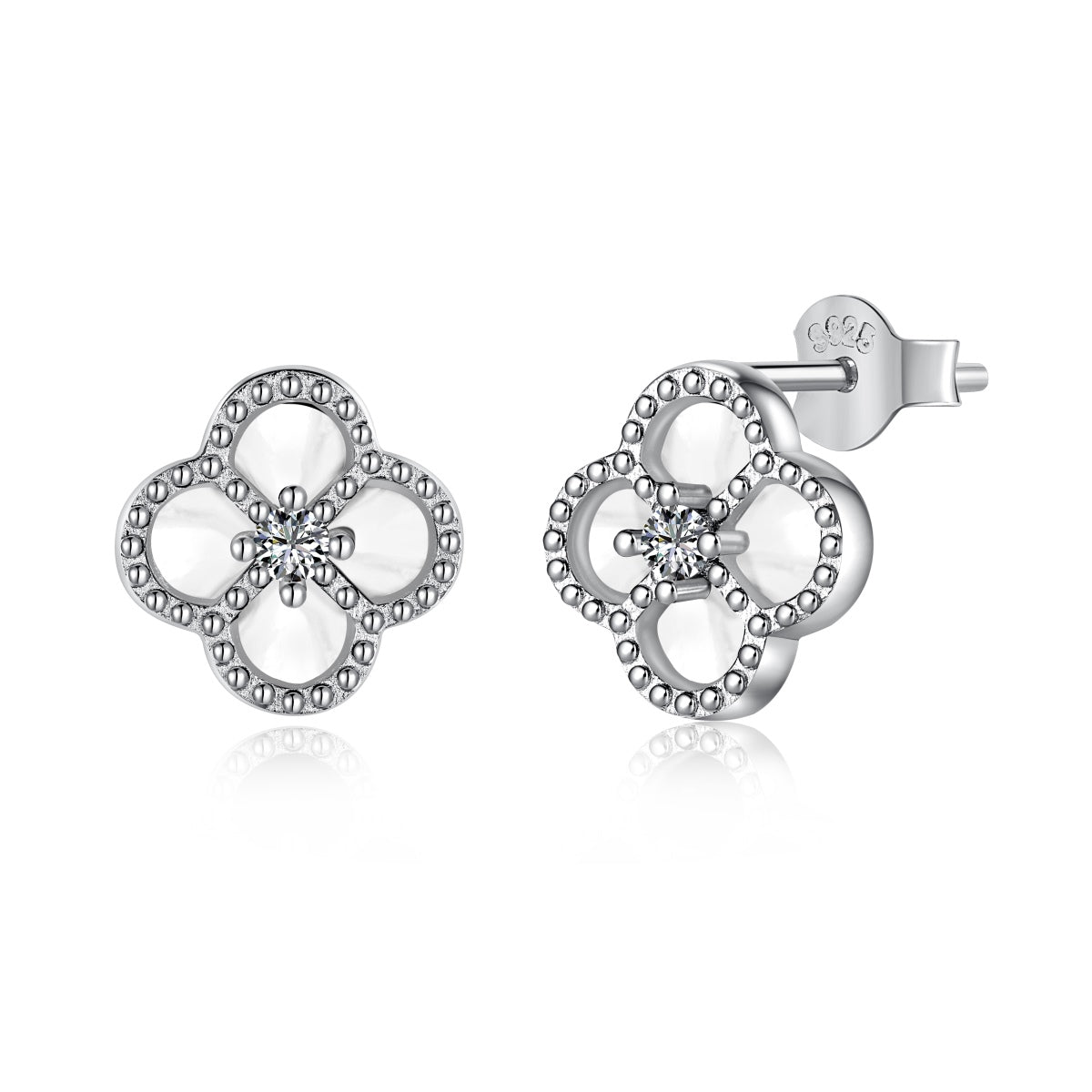 Pomuse Four-Leaf Clover Flower Shape Exquisite Earrings