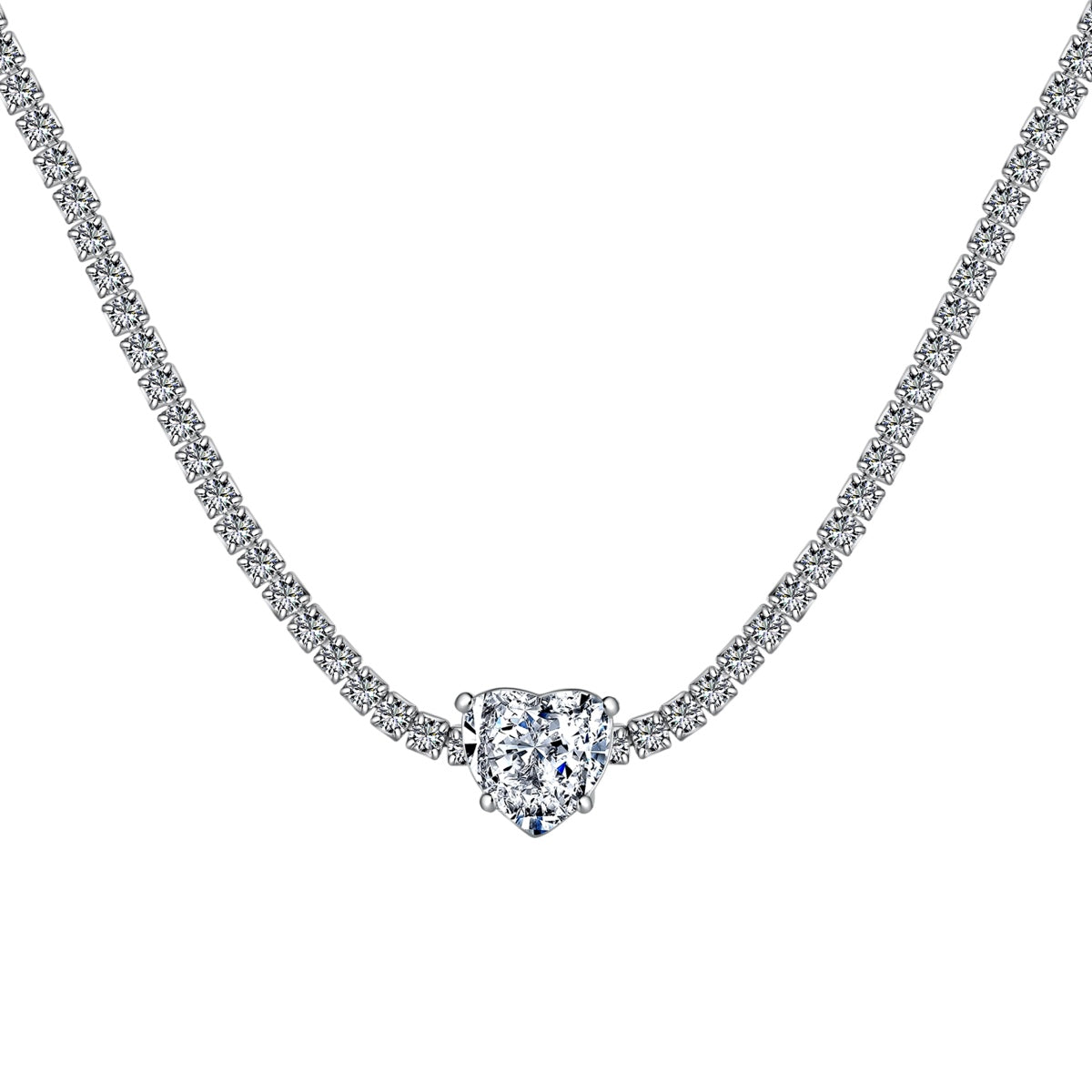 Pomuse 2.0 Carat Sparkling Tennis Heart Cut Necklace