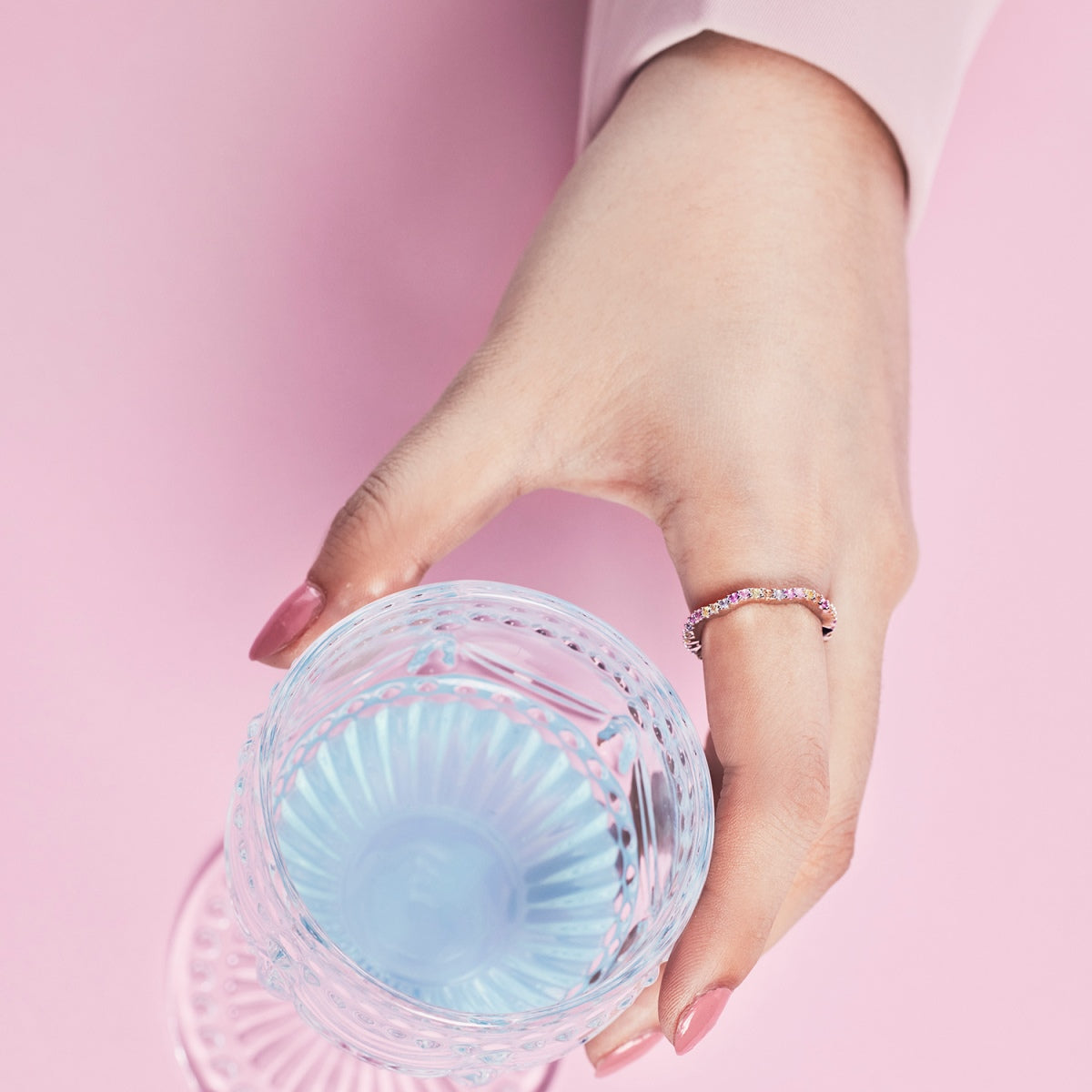 Pomuse Dainty Colorful Round Cut Party Ring