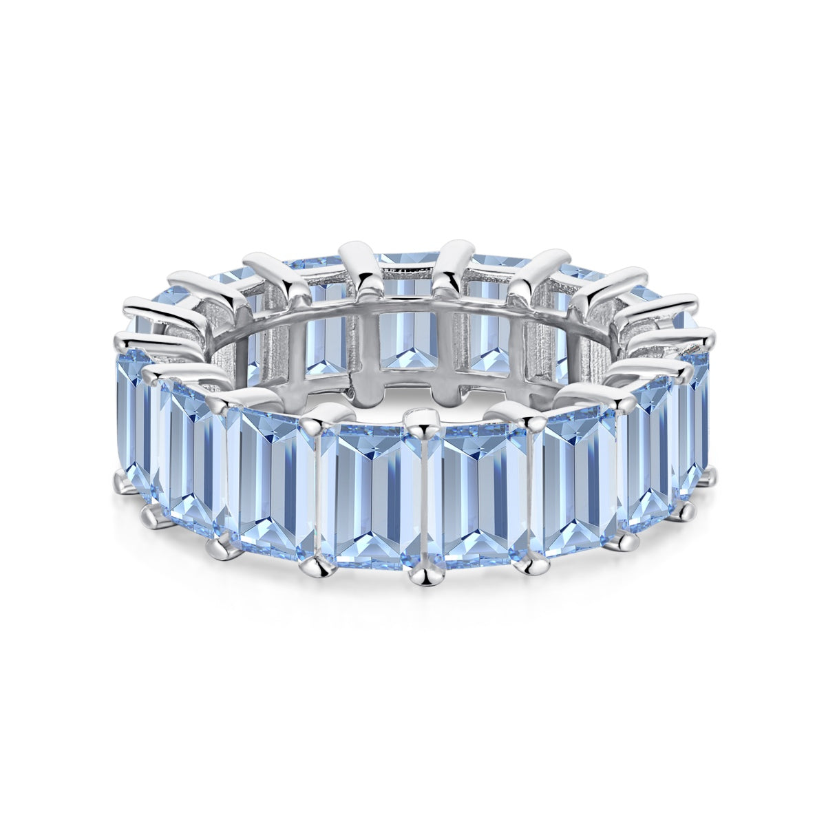 Pomuse 0.75 Carat Elegant Emerald Cut Tennis Ring
