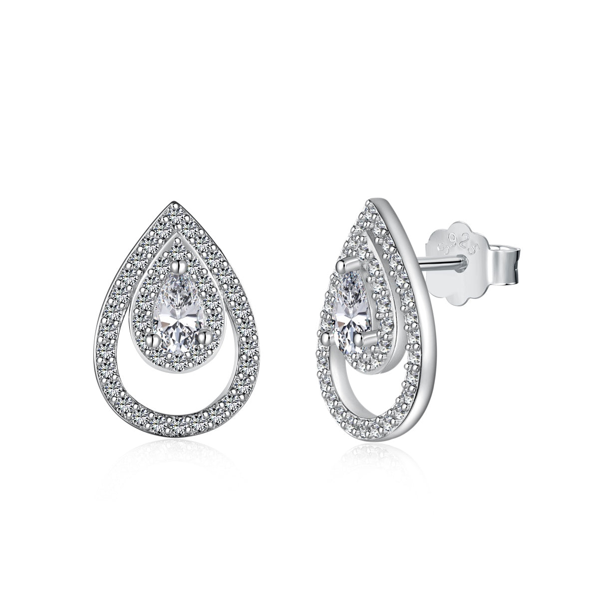 Pomuse Sparkling Delicate Water Drop Shape Daily Earrings