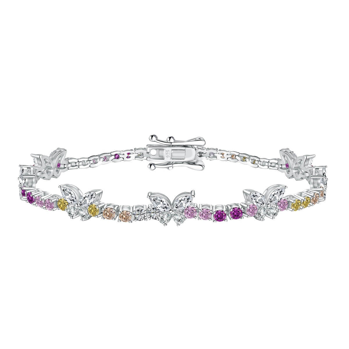Pomuse Ornate Colorful Butterfly Shape Round Cut Daily Bracelet