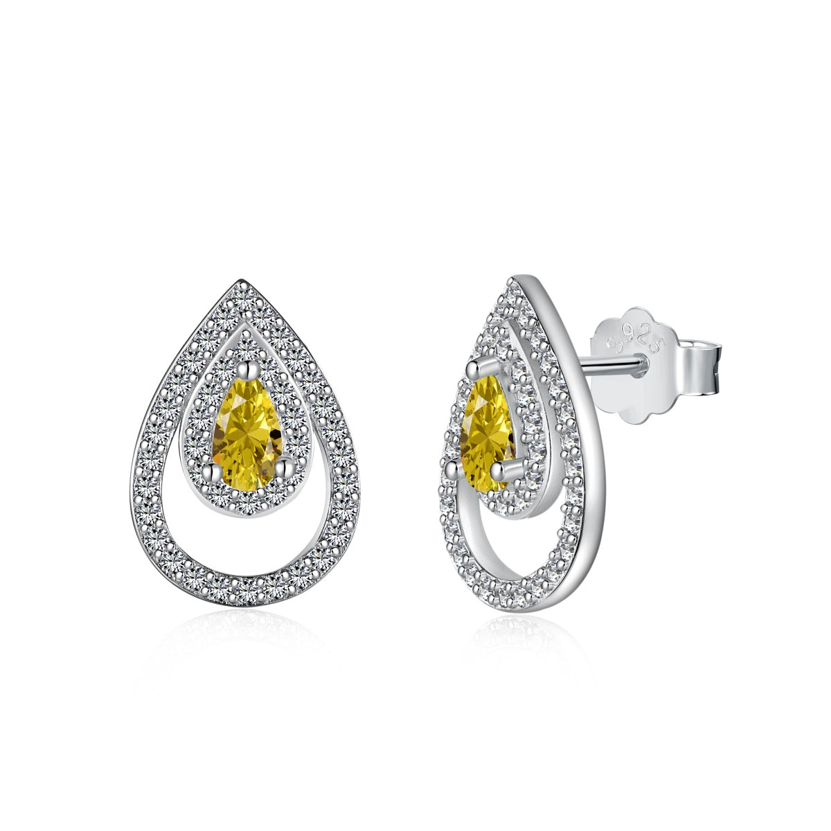 Pomuse Sparkling Delicate Water Drop Shape Daily Earrings
