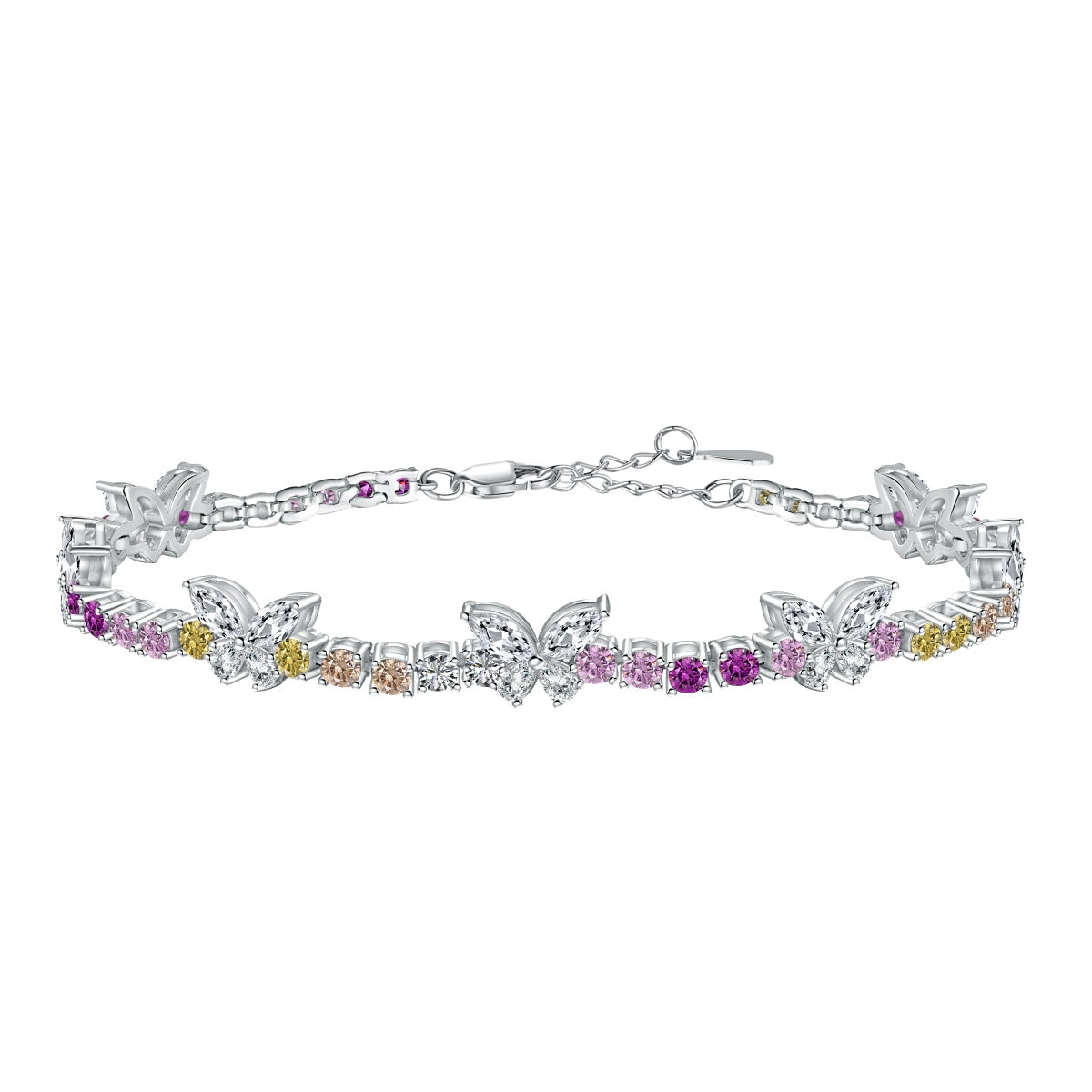 Pomuse Ornate Colorful Butterfly Shape Round Cut Daily Bracelet