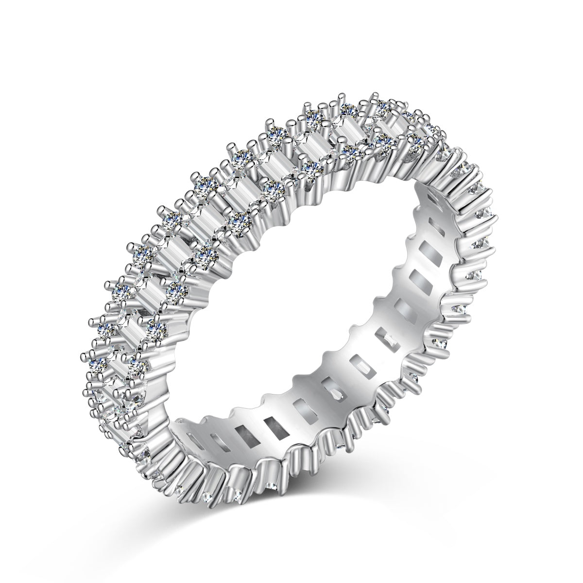 Pomuse Splashy Ornate Emerald Cut Cocktail Ring
