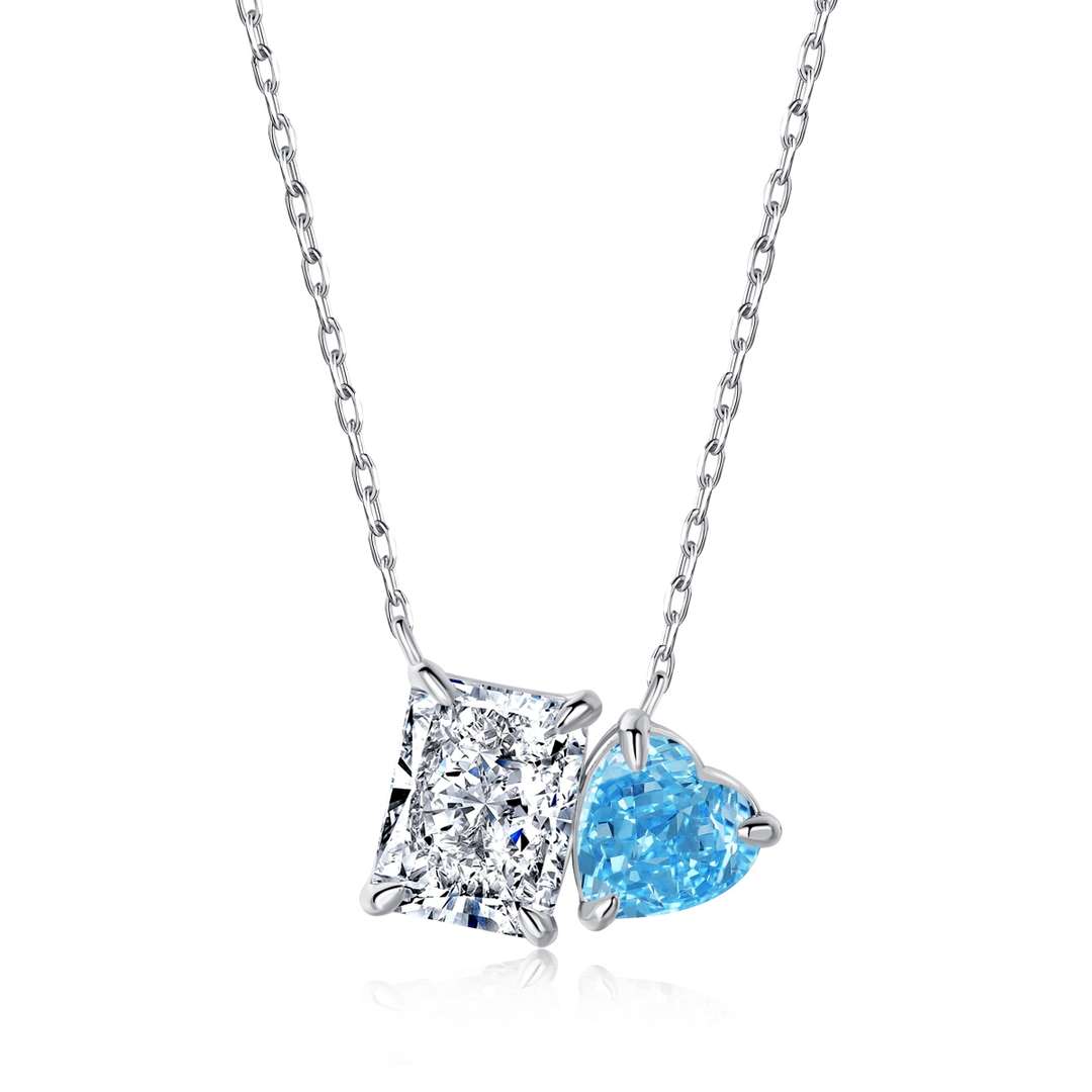Pomuse Dazzling Square & Heart Shape Necklace