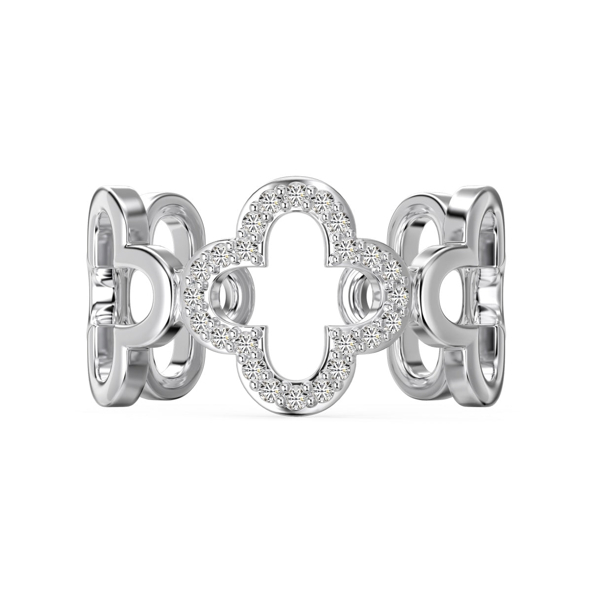 Ring in Form eines vierblättrigen Kleeblatts mit hohlem Design von Pomuse