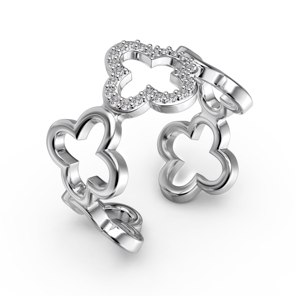 Ring in Form eines vierblättrigen Kleeblatts mit hohlem Design von Pomuse