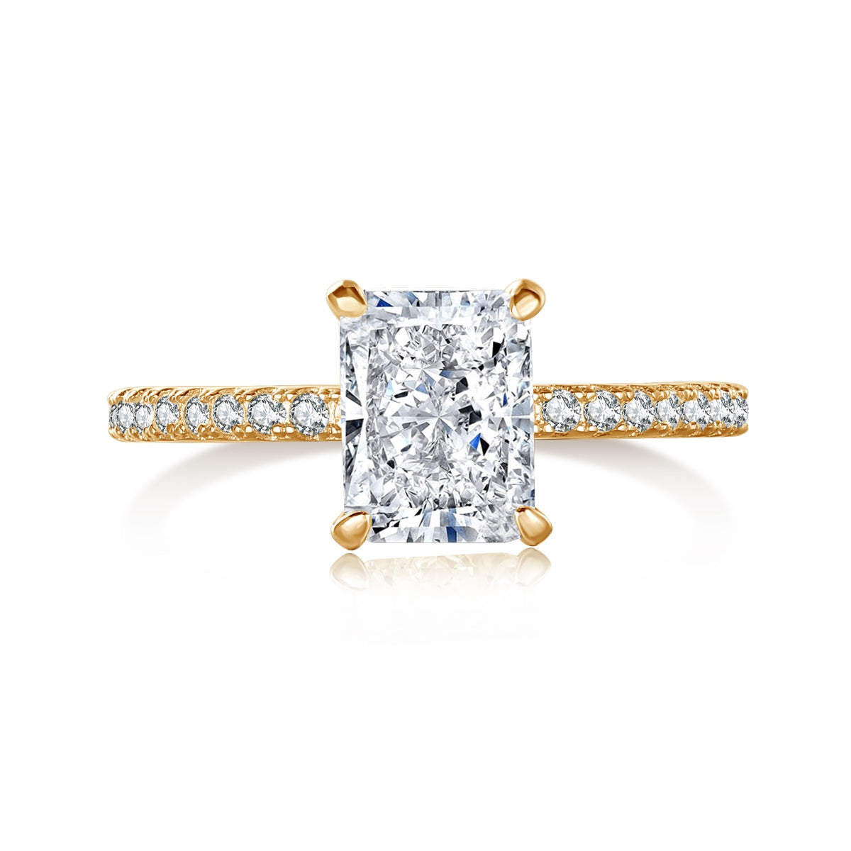 Pomuse 2.0 Carat Dazzling Sparkling Radiant Cut Party Ring