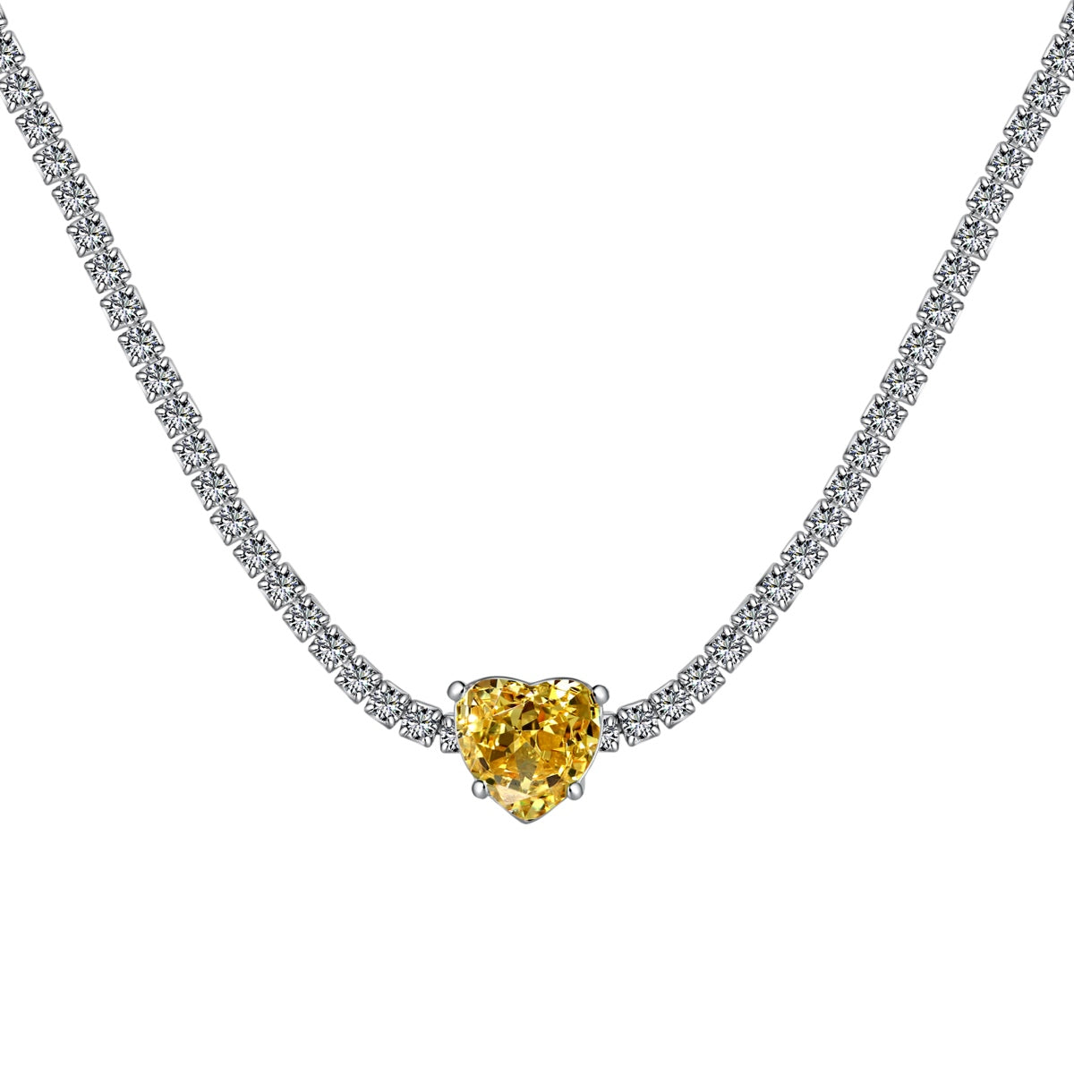 Pomuse 2.0 Carat Sparkling Tennis Heart Cut Necklace