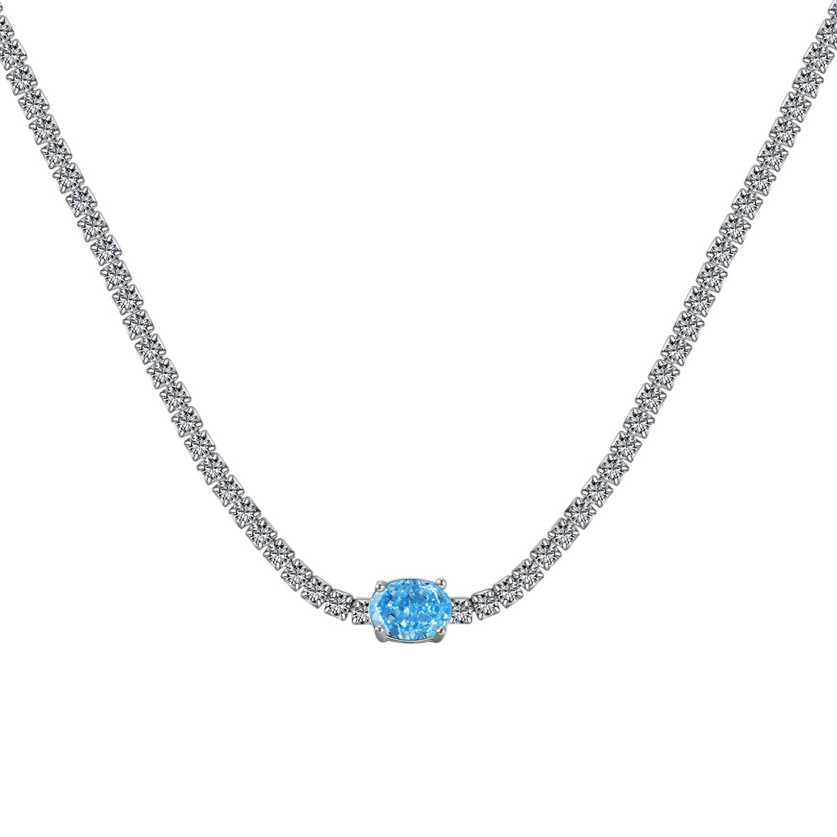 Pomuse 1.0 Carat Shining Oval Cut Necklace