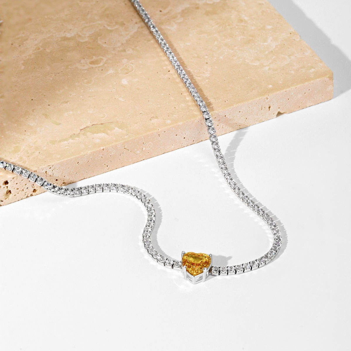 Pomuse 2.0 Carat Sparkling Tennis Heart Cut Necklace