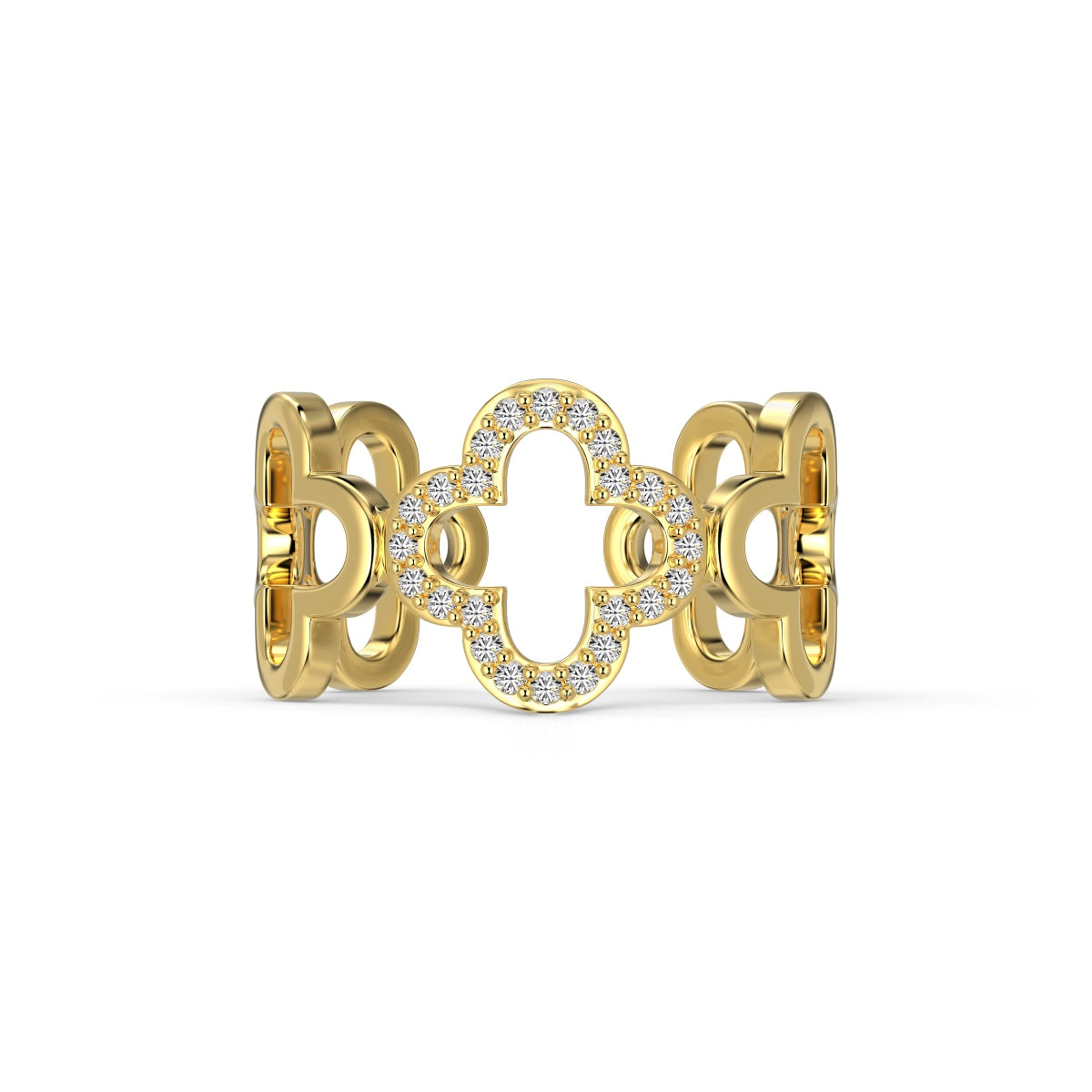 Ring in Form eines vierblättrigen Kleeblatts mit hohlem Design von Pomuse