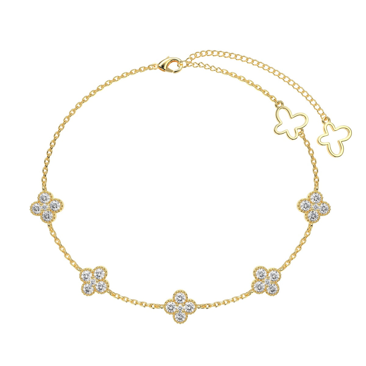 Pomuse Four-Leaf Clover Hollow Butterfly Bracelet
